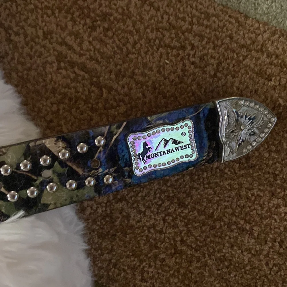 Montana West western Leather blinged out belt - Picture 3 of 5